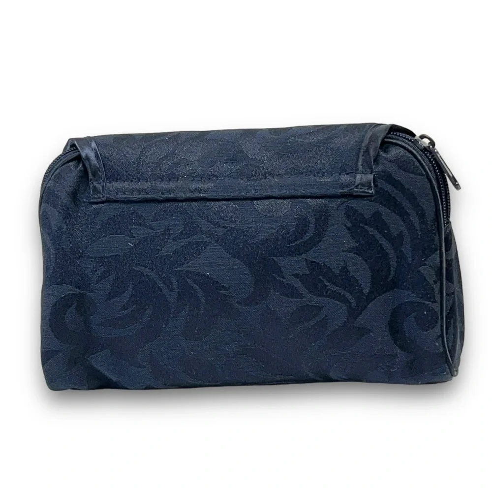 DIOR Midnight Blue Damask Cosmetic/Jewelry Bag Gold Tone Logo